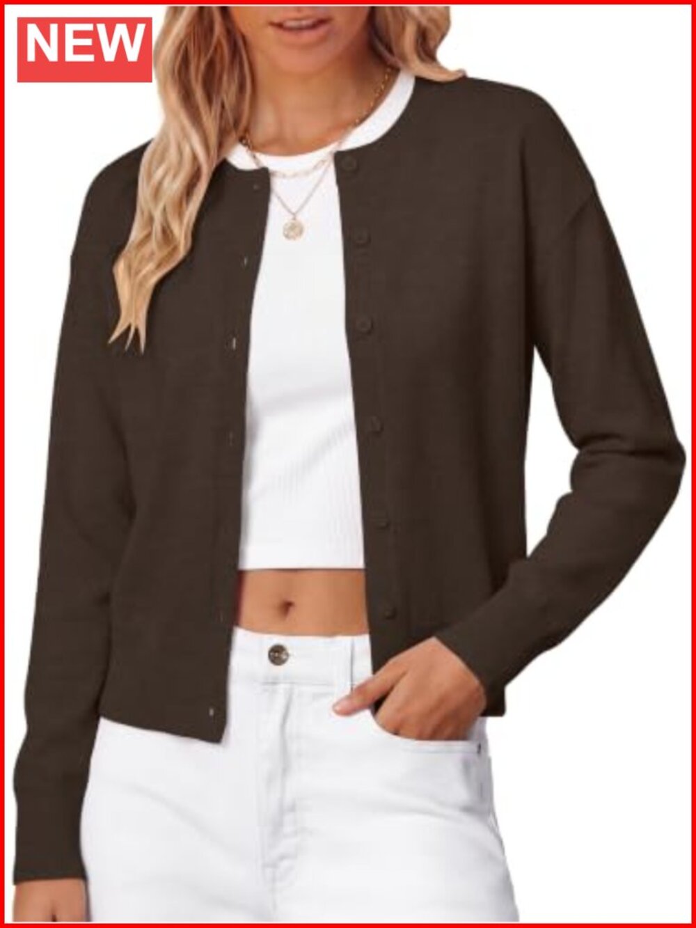 Wool Blend Cropped Cardigan Lightweight Knit Sweater Women's